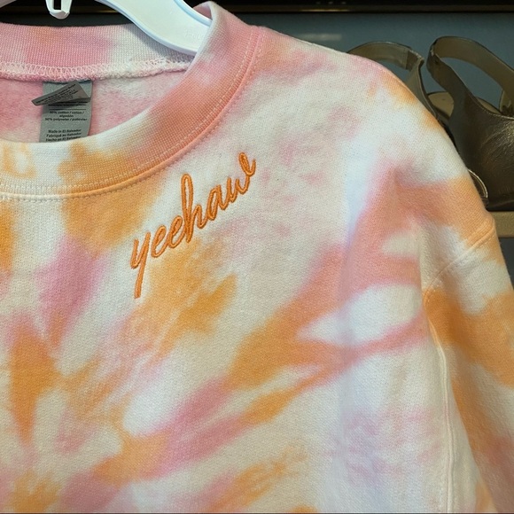 Yeehaw Sweatshirt Small Red Dress Boutique Pink and Orange Tie-Dye Sweatshirt - Picture 5 of 10